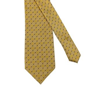 Hisdern Mens XXL Extra Long Tie Yellow Purple Polka Dot Geometric Hand Made 63in